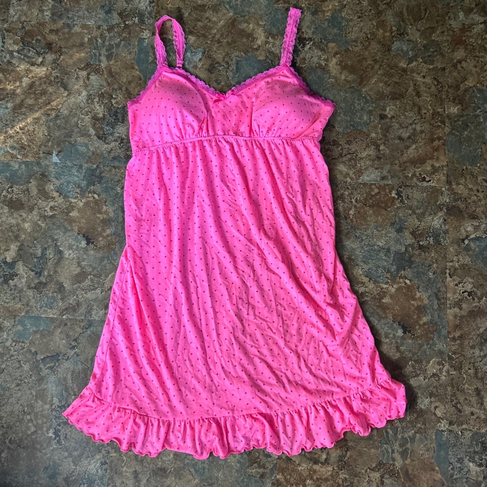 Joe Boxer Sleeveless Nightgown Womens Size Large Pink Polka Dot Pajamas Pjs